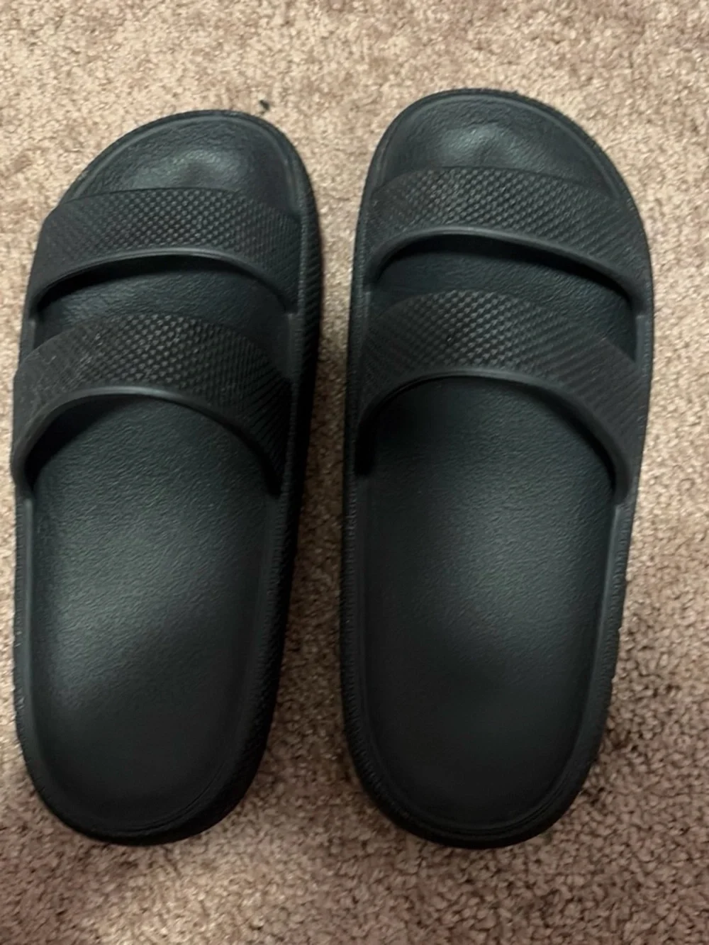 Men's Black Slide Sandals - Minimal Dual-Strap Design